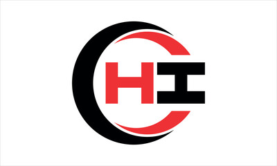 HI initial letter circle icon gaming logo design vector template. batman logo, sports logo, monogram, polygon, war game, symbol, playing logo, abstract, fighting, typography, minimal, wings logo, sign