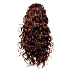 Long curly brown hair isolated on transparent background