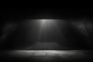 Dark gray background, minimalist stage design style