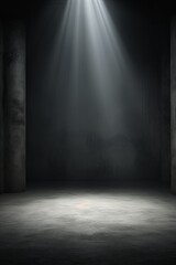 Dark gray background, minimalist stage design style