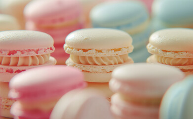 Obraz premium Pastel Pleasures: Panning Across French Macaron Cookies