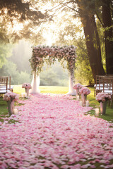 Art emulating Life: A Romantic Rose Petal Aisle Prepare for a Dreamy Ceremony 