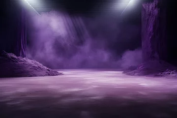 Foto auf Acrylglas Violett Dark lilac background, minimalist stage design style