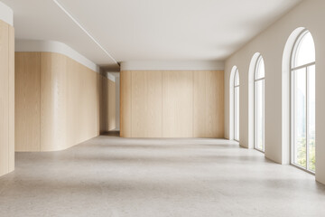 Empty white and wooden room interior