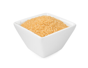 Brown sugar in bowl isolated on white