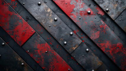 Dynamic Metal Fusion: Abstract Black and Red Wallpaper Background