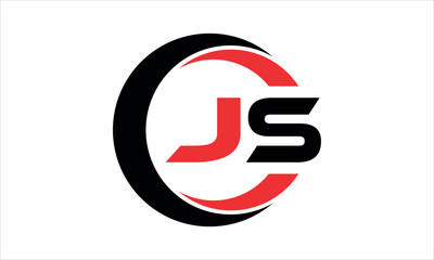 JS initial letter circle icon gaming logo design vector template. batman logo, sports logo, monogram, polygon, war game, symbol, playing logo, abstract, fighting, typography, minimal, wings logo, sign