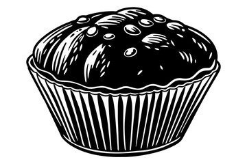 Muffin cake silhouette vector art illustration