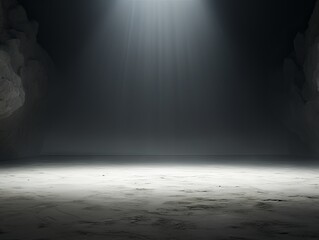 Dark white background, minimalist stage design style