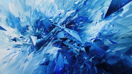 Dynamic Blue Chaos Abstract Geometric Storm