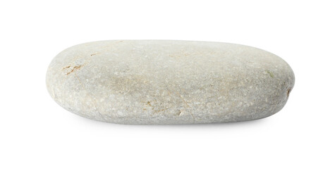 Fototapeta na wymiar One light stone isolated on white. Sea pebble