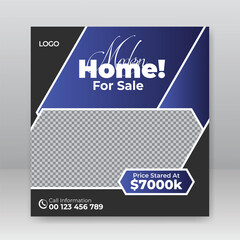 modern real estate house social media post or square banner template