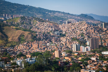 aerial view of medellin colombia from comuna 13 