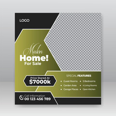modern real estate house social media post or square banner template