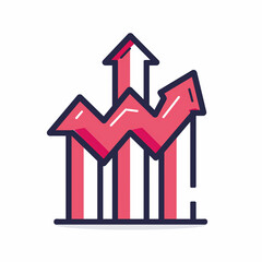 graph icon, Business graph with arrow, graph, business, arrow, chart, growth, diagram, finance, success, market, Red arrow up line icon on white background