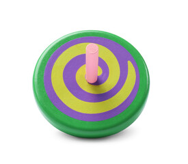 One bright spinning top isolated on white