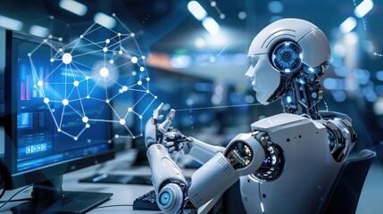 Artificial intelligence Machine Learning Business Internet Technology Concept. - obrazy, fototapety, plakaty