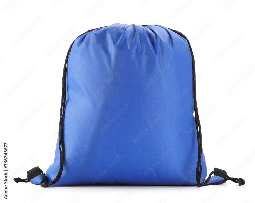 Wall mural One blue drawstring bag isolated on white