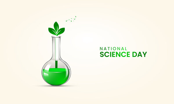 National Science day, Science day creative design for social media banner, poster 3D Illustration