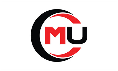 MU initial letter circle icon gaming logo design vector template. batman logo, sports logo, monogram, polygon, war game, symbol, playing logo, abstract, fighting, typography, minimal, wings logo, sign