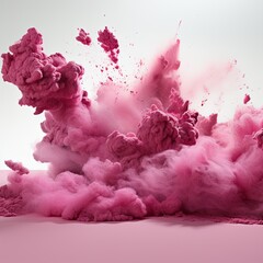 Magenta dusty piles floating in the air