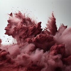 Maroon dusty piles floating in the air