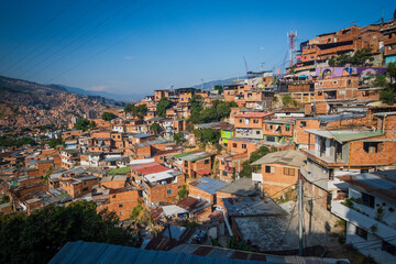 Medellin Colombia Aerial drone panoramic skyline cityscape 
