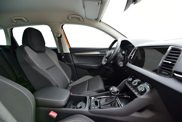 Interior of a passenger car with a dashboard - 766247055