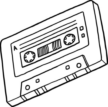 recommend clip art: Vector Cartoon Vintage Cassette Tape Line Art