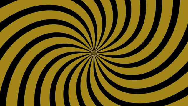 Rotating spiral tunnel black and yellow. Abstract swirl line loopable background..Yellow tunnel background.Abstract flowing tunnel optical illusion.Seamless loop background.Animated hypnotic tunnel