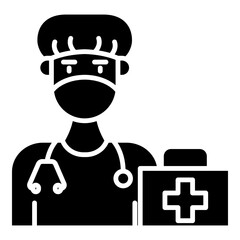 public service icon line and solid black