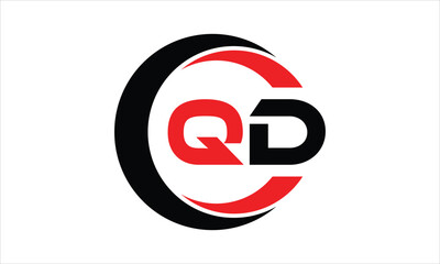 Fototapeta premium QD initial letter circle icon gaming logo design vector template. batman logo, sports logo, monogram, polygon, war game, symbol, playing logo, abstract, fighting, typography, minimal, wings logo, sign