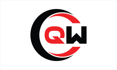 QW initial letter circle icon gaming logo design vector template. batman logo, sports logo, monogram, polygon, war game, symbol, playing logo, abstract, fighting, typography, minimal, wings logo, sign
