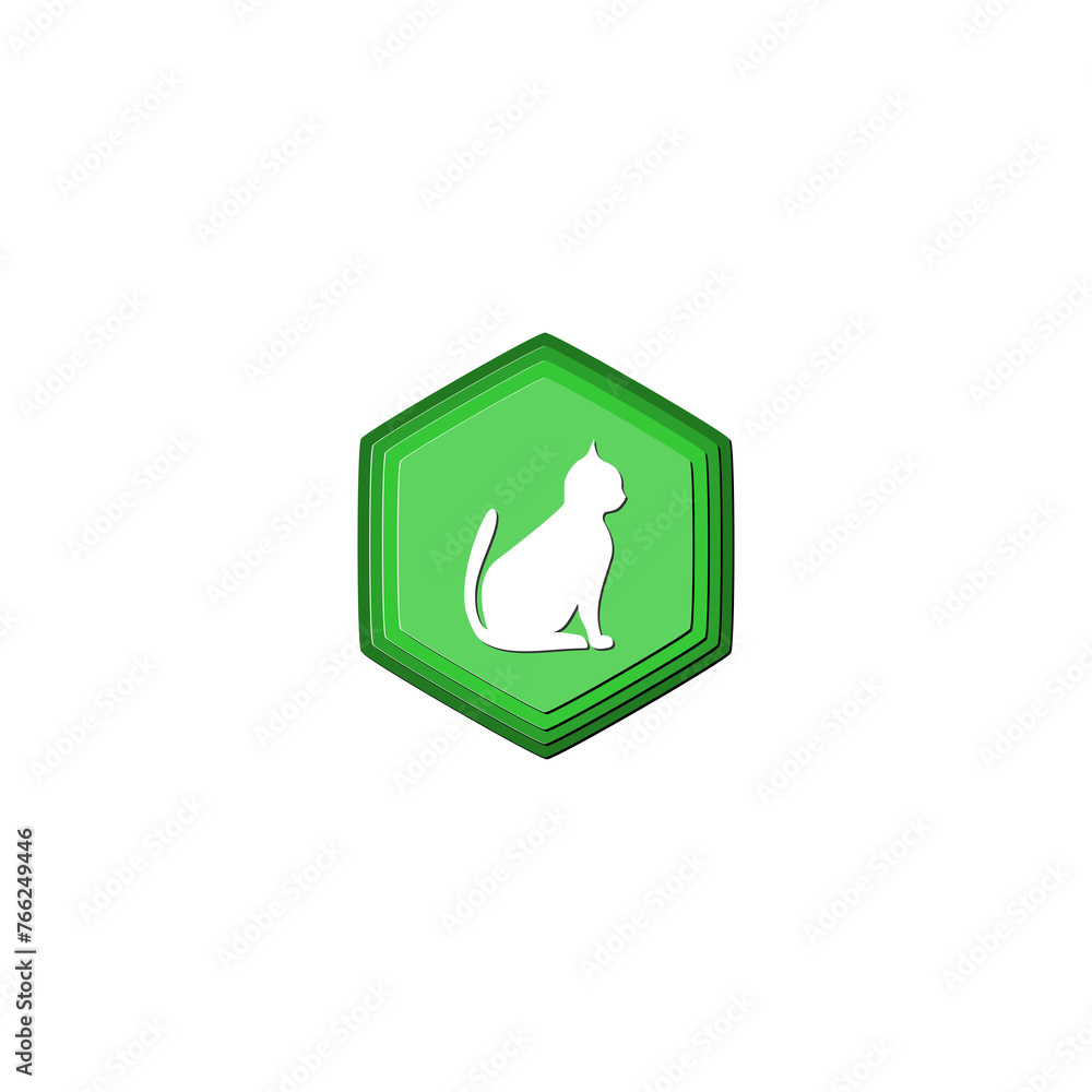 Poster green pet button icon isolated on transparent background