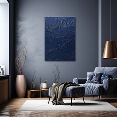 Abstract Grunge Decor Navy Blue Stucco Relief