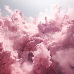 Pink dusty piles floating in the air