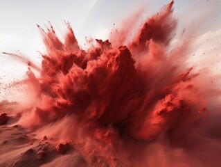 Red dusty piles floating in the air