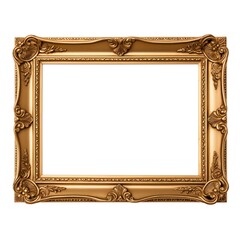 a gold picture frame with a white background
