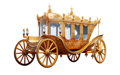 Traditional Persian Royal Chariot Isolated On Transparent Background PNG.