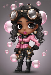Steampunk girl with bubbles