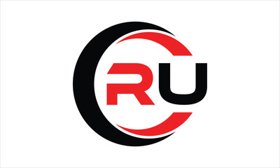 RU initial letter circle icon gaming logo design vector template. batman logo, sports logo, monogram, polygon, war game, symbol, playing logo, abstract, fighting, typography, minimal, wings logo, sign