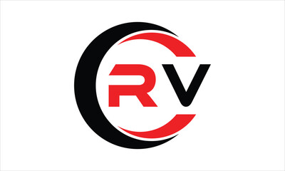 RV initial letter circle icon gaming logo design vector template. batman logo, sports logo, monogram, polygon, war game, symbol, playing logo, abstract, fighting, typography, minimal, wings logo, sign