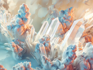 Simulation of calcium crystals and beneficial nutrients in milk. - obrazy, fototapety, plakaty