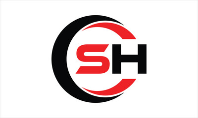 SH initial letter circle icon gaming logo design vector template. batman logo, sports logo, monogram, polygon, war game, symbol, playing logo, abstract, fighting, typography, minimal, wings logo, sign