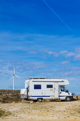 Caravan and wind turbine