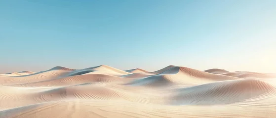 Foto op Aluminium Surreal 3D-rendered landscape of serene snow-covered dunes under a pastel sky © DJSPIDA FOTO