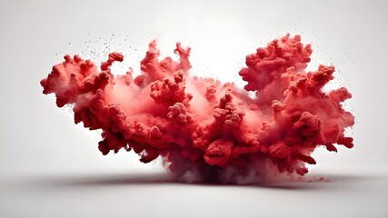 Isolated transparent special effect of red fog or smoke. Abstract eruption of red dust over a white background.
