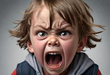 an illustration of an enraged 5th grader having a tantrum. angry. upset. child. kid. cry. crying. mad - obrazy, fototapety, plakaty