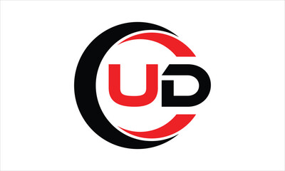Fototapeta premium UD initial letter circle icon gaming logo design vector template. batman logo, sports logo, monogram, polygon, war game, symbol, playing logo, abstract, fighting, typography, minimal, wings logo, sign