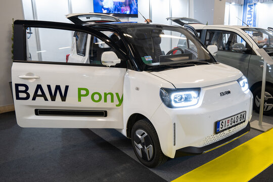 Belgrade, Serbia - March 21, 2024: Electric car BAW Pony at the BG car show